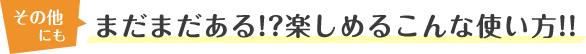 その他にもまだまだある！？楽しめるこんな使い方！